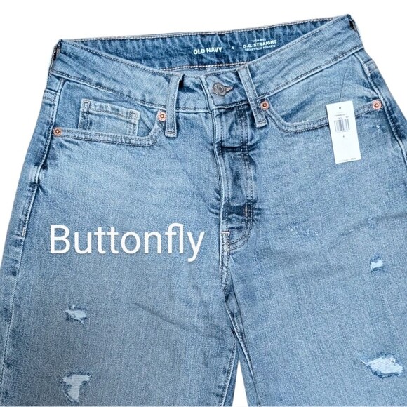 NWT Old Navy O.G. Straight high-rise jeans women's 4 curvy button-fly Myrtle - Picture 10 of 11